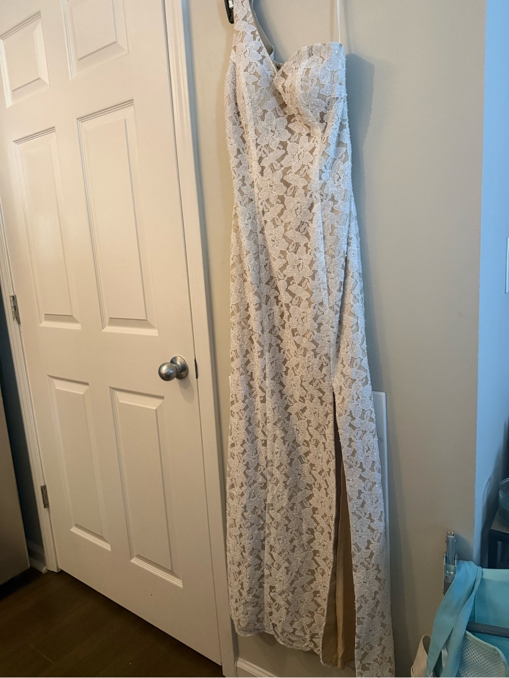 Abella Cream Strapless Dress with Subtle Sweetheart Neckline